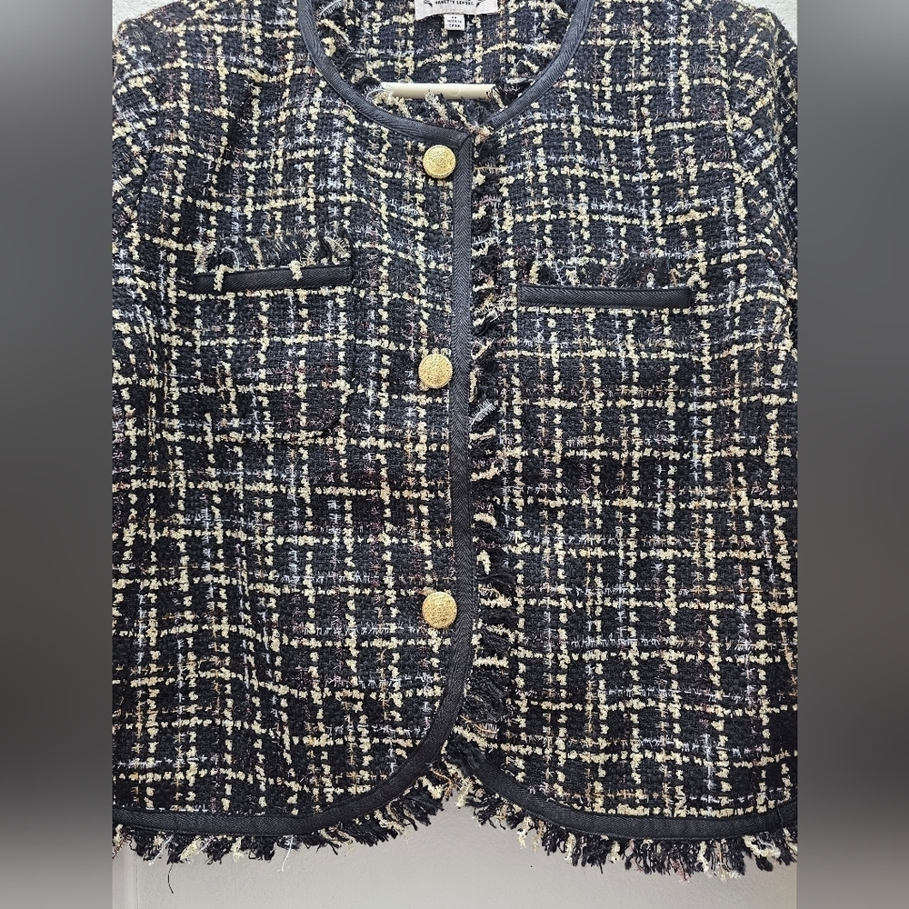 Nanette Lepore Black and Cream Tweed Blazer. Size M. - Picture 3 of 10